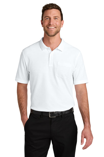 Port Authority Wearever Signature Pique Pocket Polo with custom logo embroidery