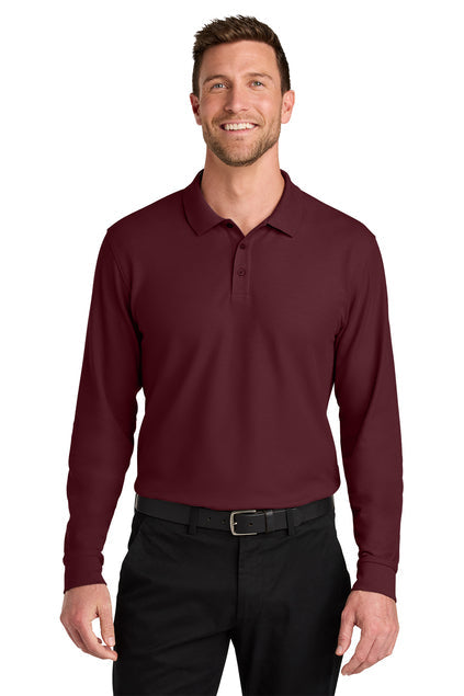 Port Authority Wearever Signature Pique Long Sleeve Polo with custom logo embroidery