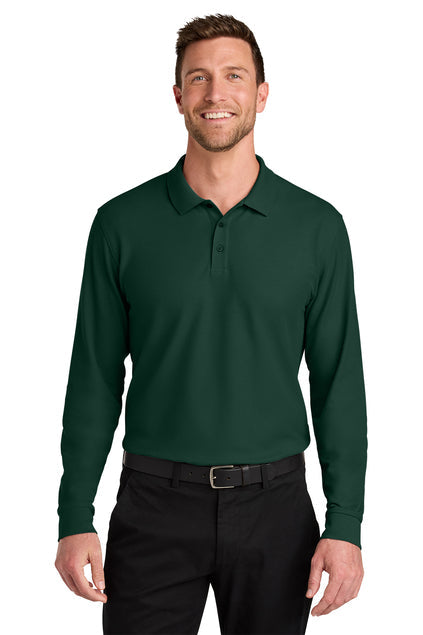Port Authority Wearever Signature Pique Long Sleeve Polo with custom logo embroidery