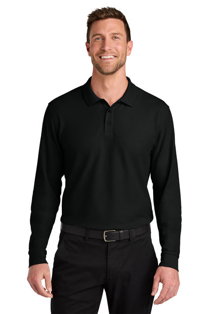 Port Authority Wearever Signature Pique Long Sleeve Polo with custom logo embroidery