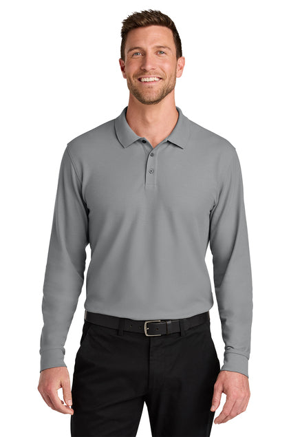 Port Authority Wearever Signature Pique Long Sleeve Polo with custom logo embroidery