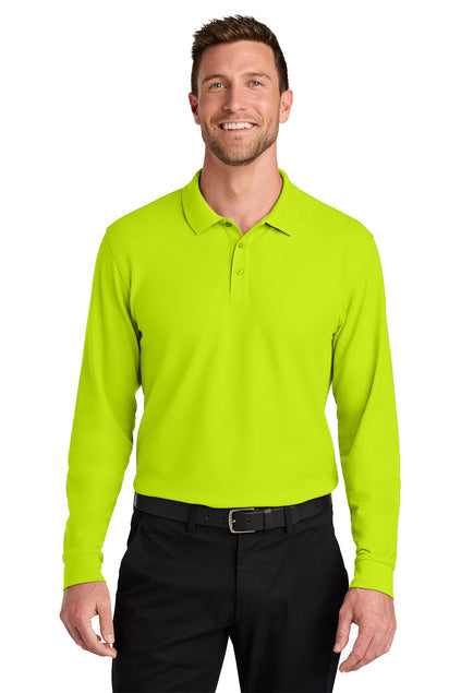 Port Authority Wearever Signature Pique Long Sleeve Polo with custom logo embroidery