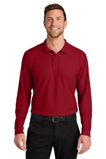 Port Authority Wearever Signature Pique Long Sleeve Polo with custom logo embroidery