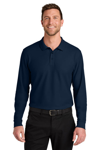 Port Authority Wearever Signature Pique Long Sleeve Polo with custom logo embroidery