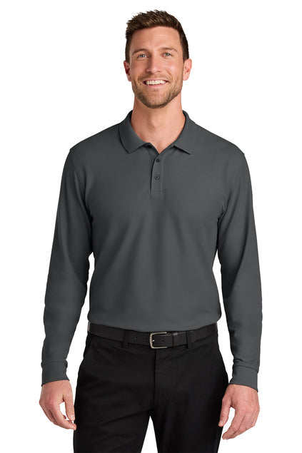 Port Authority Wearever Signature Pique Long Sleeve Polo with custom logo embroidery