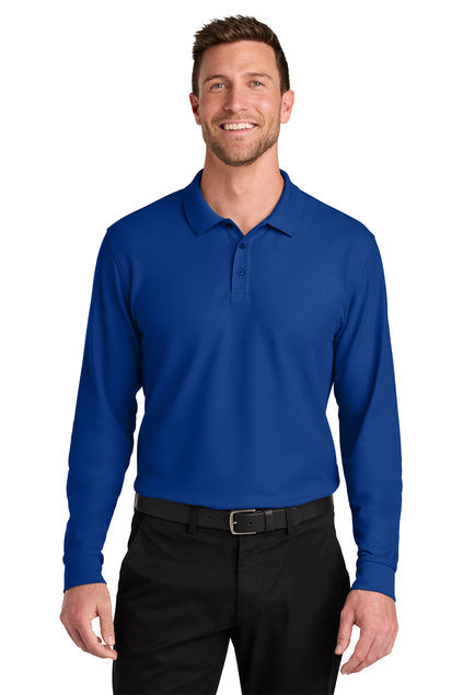 Port Authority Wearever Signature Pique Long Sleeve Polo with custom logo embroidery