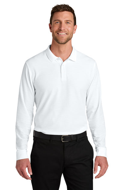 Port Authority Wearever Signature Pique Long Sleeve Polo with custom logo embroidery