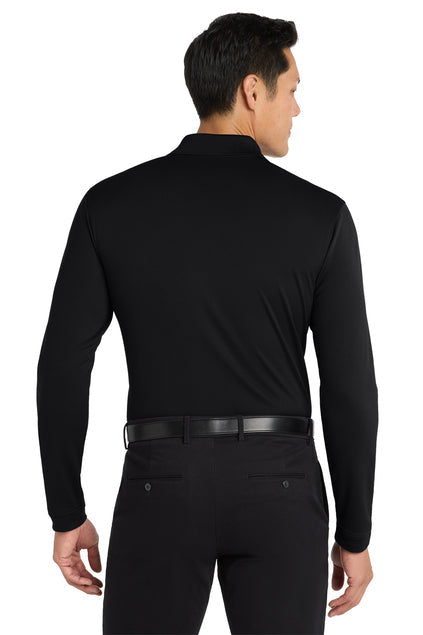 Port Authority Dry Zone UV Micro-Mesh Long Sleeve Polo with custom logo embroidery