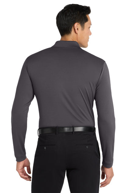 Port Authority Dry Zone UV Micro-Mesh Long Sleeve Polo with custom logo embroidery