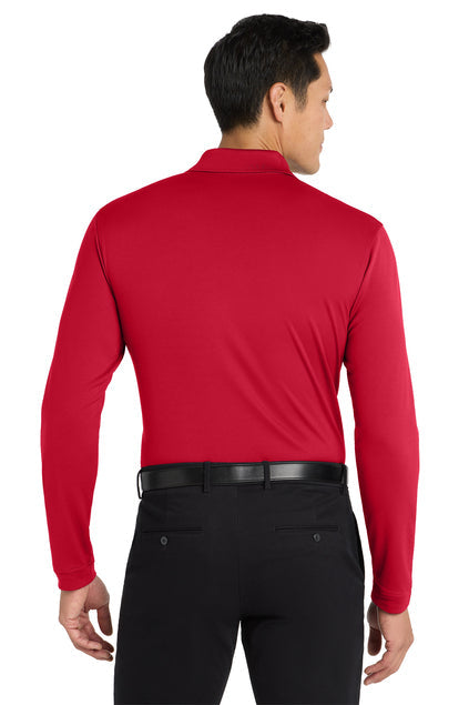 Port Authority Dry Zone UV Micro-Mesh Long Sleeve Polo with custom logo embroidery