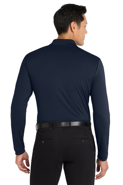 Port Authority Dry Zone UV Micro-Mesh Long Sleeve Polo with custom logo embroidery