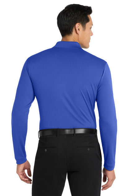 Port Authority Dry Zone UV Micro-Mesh Long Sleeve Polo with custom logo embroidery
