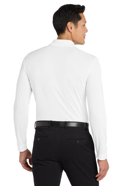 Port Authority Dry Zone UV Micro-Mesh Long Sleeve Polo with custom logo embroidery
