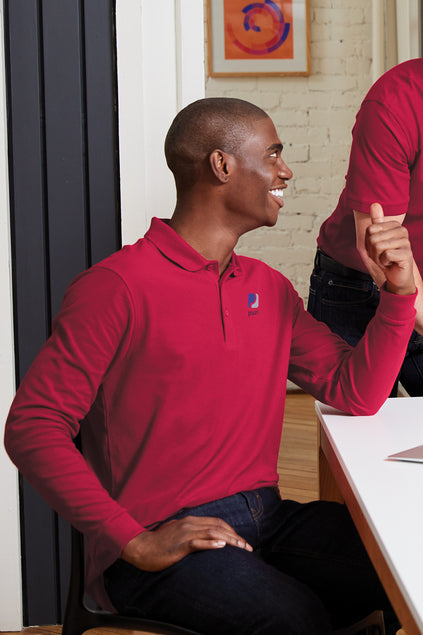 Port Authority Long Sleeve Core Classic Pique Polo with custom logo embroidery