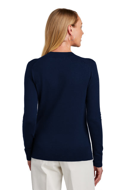 Brooks Brothers Women’s Cotton Stretch V-Neck Sweater with custom logo embroidery