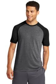 Sport-Tek PosiCharge Tri-Blend Wicking Raglan Tee with custom logo embroidery