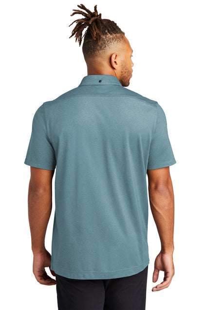 Mercer+Mettle Stretch Pique Full-Button Polo with custom logo embroidery