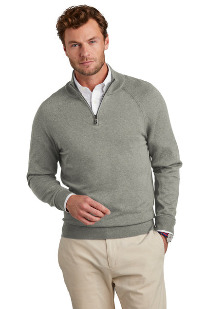 Brooks Brothers Cotton Stretch 1/4-Zip Sweater with custom logo embroidery