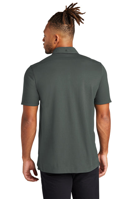 Mercer+Mettle Stretch Pique Full-Button Polo with custom logo embroidery