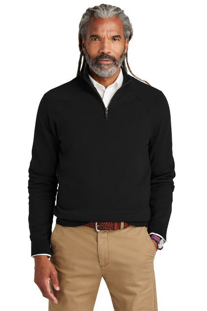 Brooks Brothers Cotton Stretch 1/4-Zip Sweater with custom logo embroidery