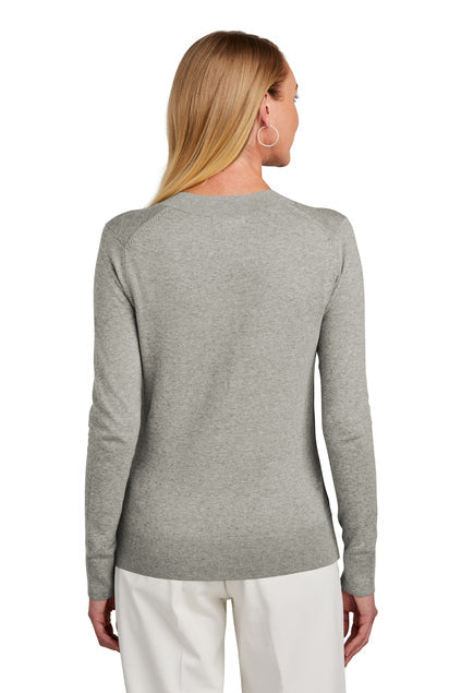 Brooks Brothers Women’s Cotton Stretch V-Neck Sweater with custom logo embroidery
