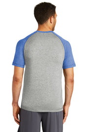 Sport-Tek PosiCharge Tri-Blend Wicking Raglan Tee with custom logo embroidery