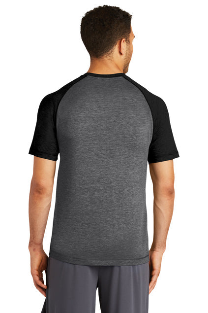 Sport-Tek PosiCharge Tri-Blend Wicking Raglan Tee with custom logo embroidery