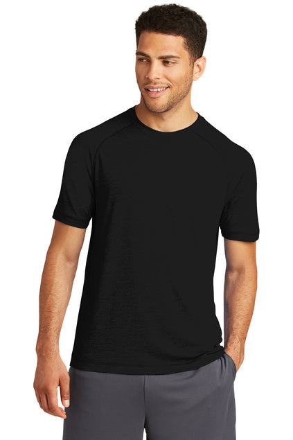 Sport-Tek PosiCharge Tri-Blend Wicking Raglan Tee with custom logo embroidery