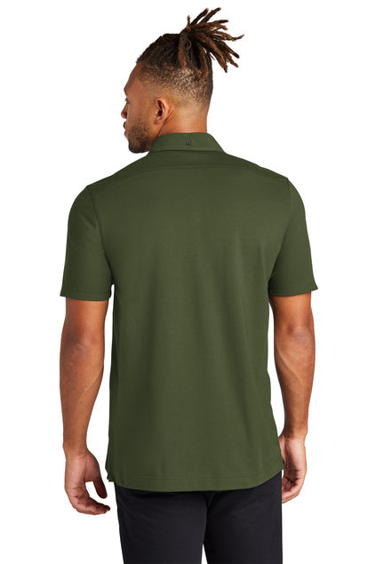Mercer+Mettle Stretch Pique Full-Button Polo with custom logo embroidery