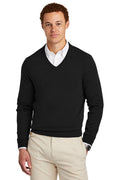 Brooks Brothers Cotton Stretch V-Neck Sweater with custom logo embroidery