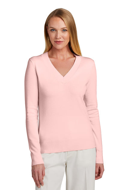 Brooks Brothers Women’s Cotton Stretch V-Neck Sweater with custom logo embroidery