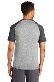 Sport-Tek PosiCharge Tri-Blend Wicking Raglan Tee with custom logo embroidery