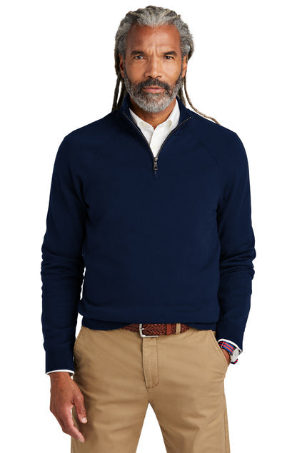 Brooks Brothers Cotton Stretch 1/4-Zip Sweater with custom logo embroidery