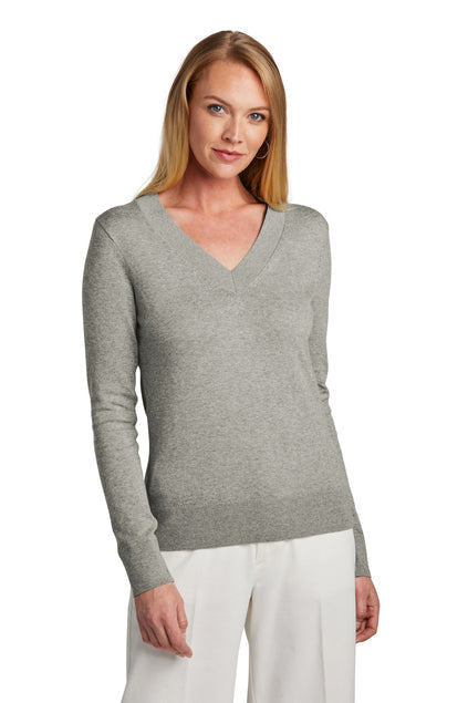 Brooks Brothers Women’s Cotton Stretch V-Neck Sweater with custom logo embroidery