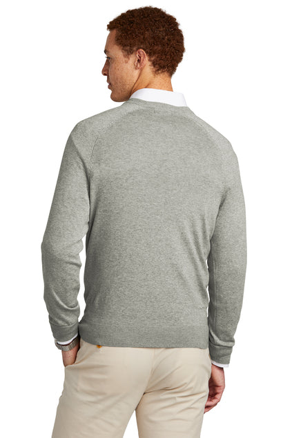 Brooks Brothers Cotton Stretch V-Neck Sweater with custom logo embroidery