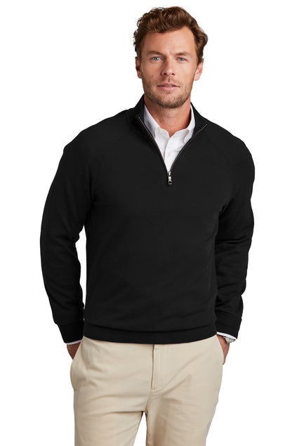 Brooks Brothers Cotton Stretch 1/4-Zip Sweater with custom logo embroidery