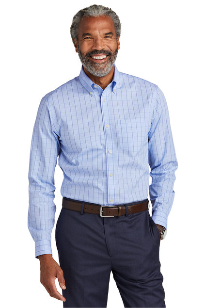 Brooks Brothers Wrinkle-Free Stretch Patterned Shirt with custom logo embroidery