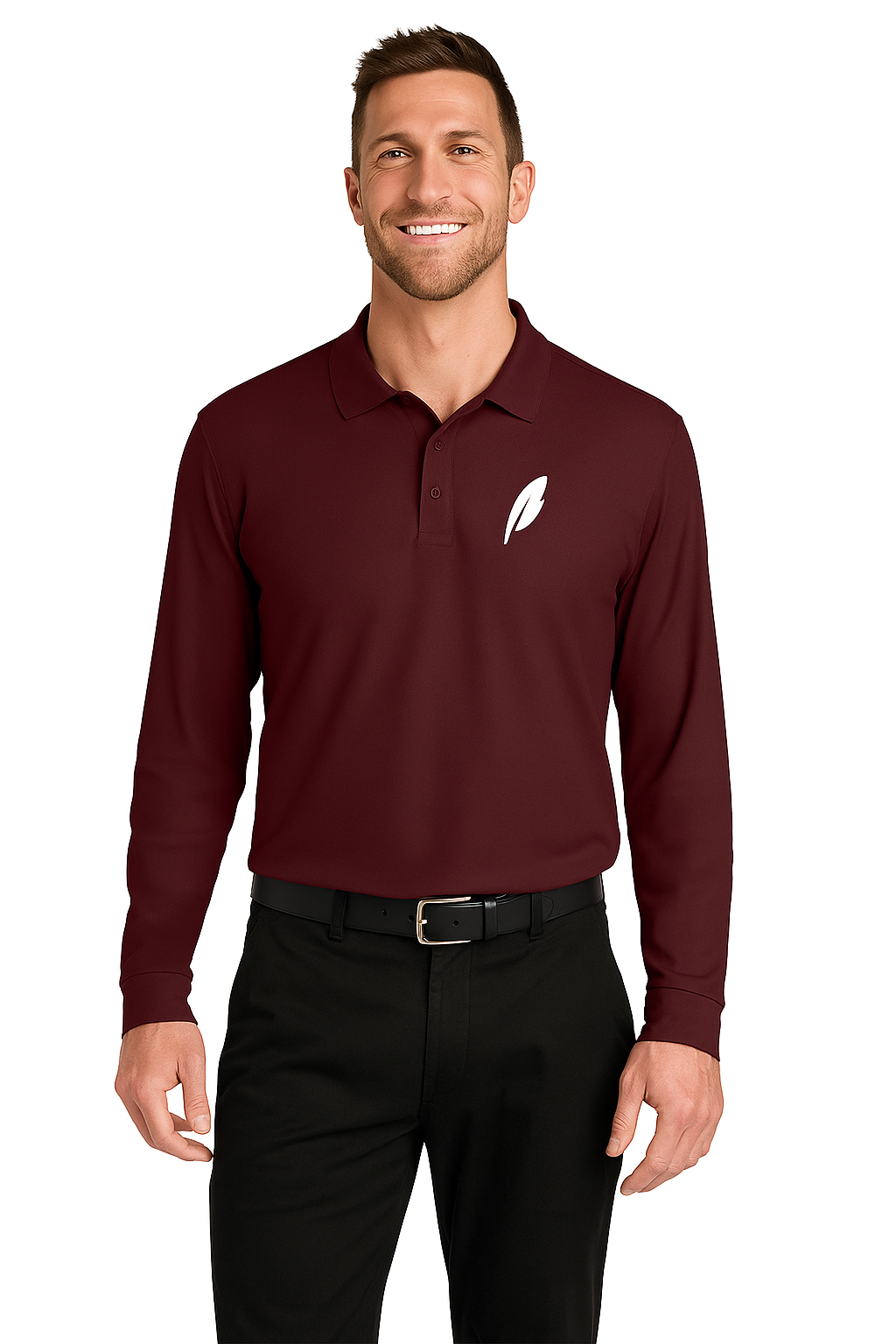 Port Authority Wearever Signature Pique Long Sleeve Polo with custom logo embroidery