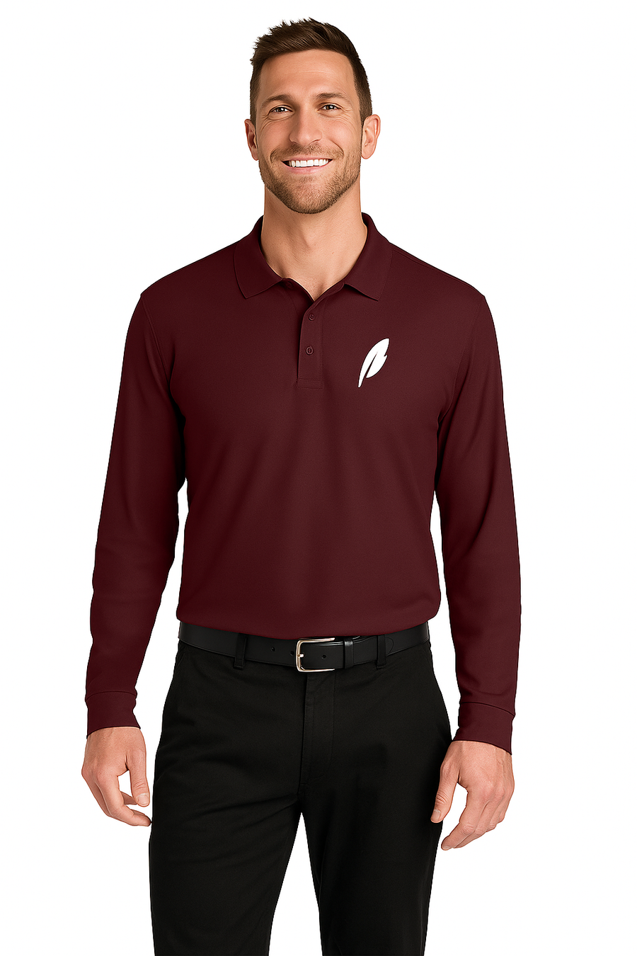 Port Authority Wearever Signature Pique Long Sleeve Polo with custom logo embroidery