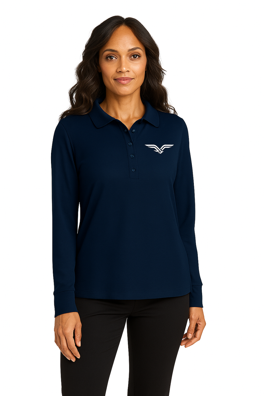 Port Authority Women’s Wearever Signature Pique Long Sleeve Polo with custom logo embroidery