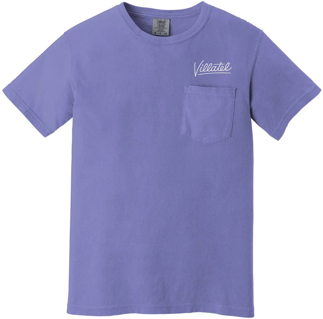 Comfort Colors Heavyweight Ring Spun Pocket Tee with custom logo embroidery