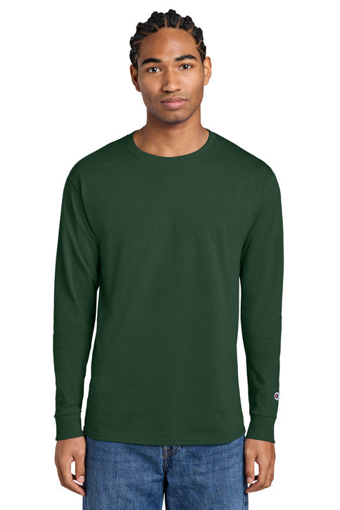 Champion Jersey Long Sleeve Tee with custom logo embroidery