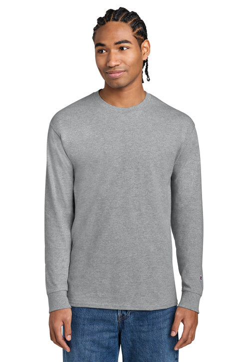 Champion Jersey Long Sleeve Tee with custom logo embroidery
