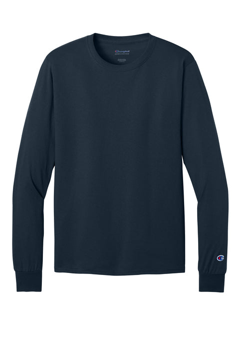 Champion Jersey Long Sleeve Tee with custom logo embroidery