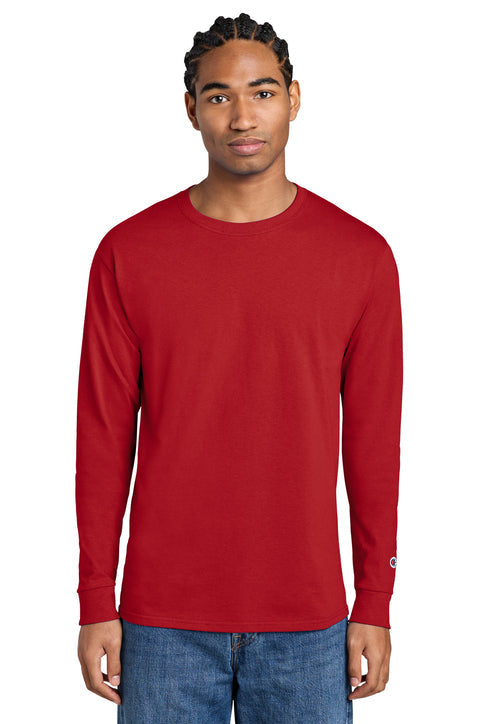 Champion Jersey Long Sleeve Tee with custom logo embroidery