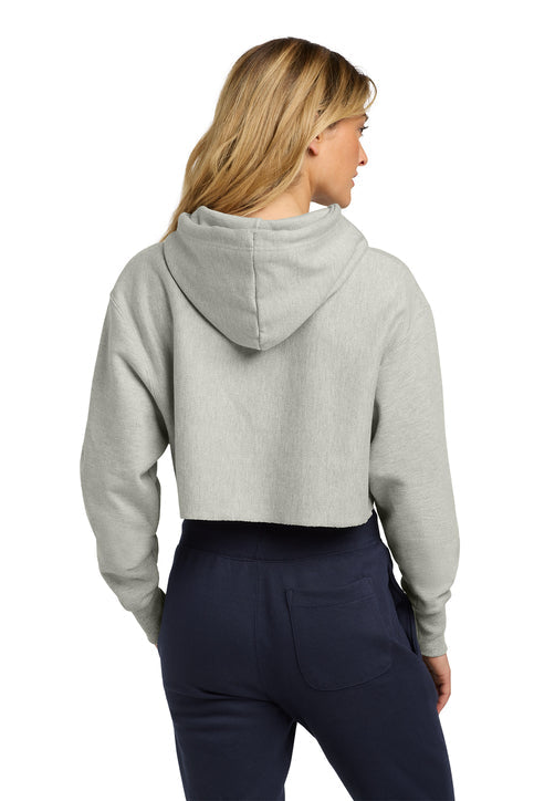 Champion Women’s Reverse Weave® Cropped Cut-Off Hooded Sweatshirt with custom logo embroidery