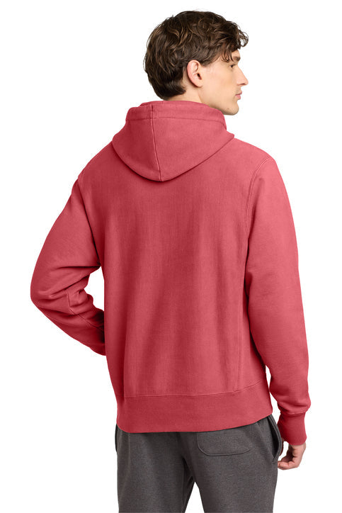 Champion Reverse Weave Garment-Dyed Hooded Sweatshirt with custom logo embroidery