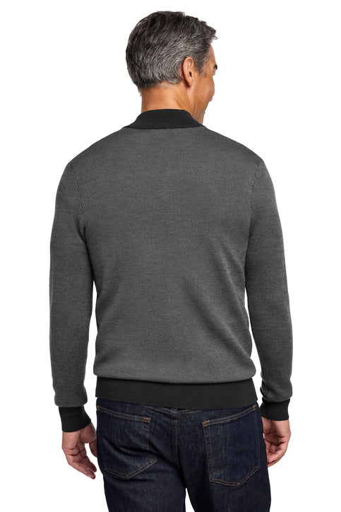 Brooks Brothers Washable Merino Birdseye 1/4-Zip Sweater with custom logo embroidery