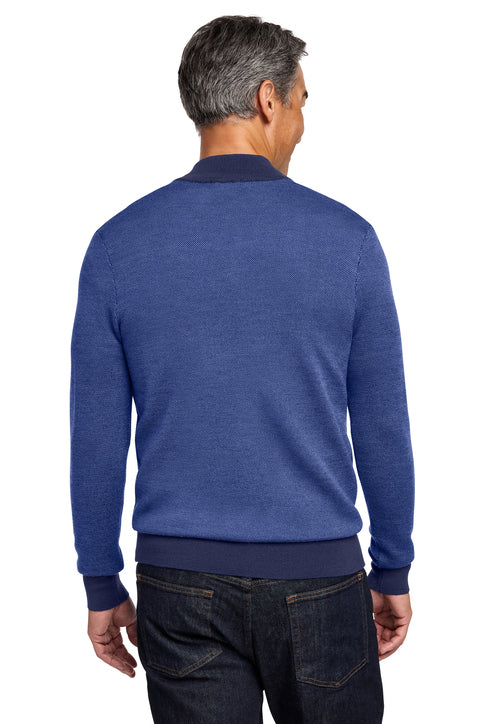 Brooks Brothers Washable Merino Birdseye 1/4-Zip Sweater with custom logo embroidery