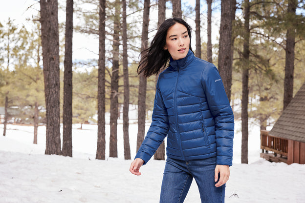 Eddie Bauer Women's Quilted Jacket with custom logo embroidery